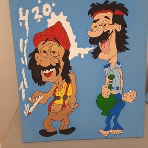 Hand Painted Cheech & Chong cartoon painting